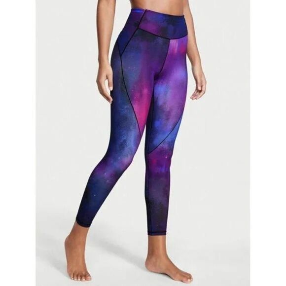 NWT Victoria's Secret Sweat On Point Legging Purple Aurora Forest Galaxy Print - Picture 1 of 10